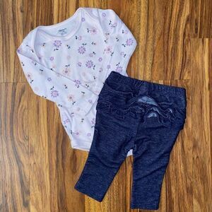 5 For $25 Old Navy Pants & Gerber Onesie Outfit Baby Size 3-6 Months